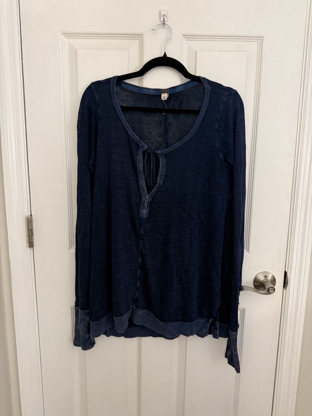 Free People We The Free Sheer Navy Henley Top Size S